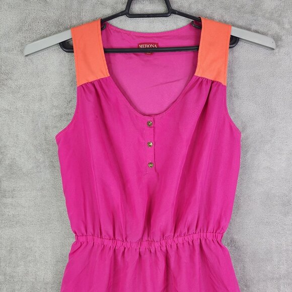 Womens Merona Sleeveless Colorblock Dress Pink & Orange Polyester Size M - Picture 4 of 11